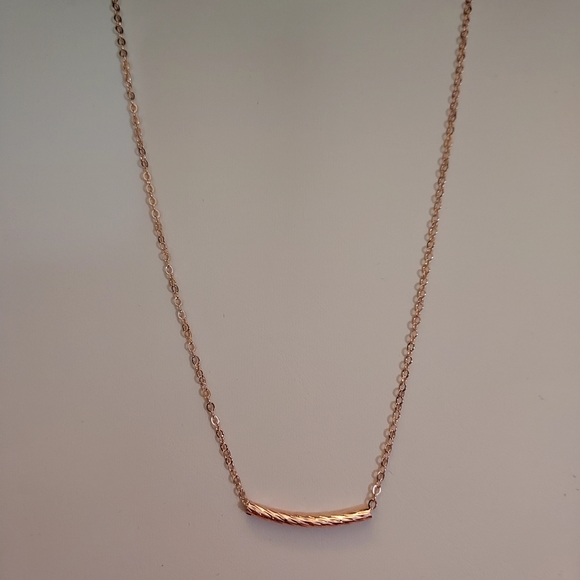 Rose Gold Curve Bar Necklace - Picture 3 of 3
